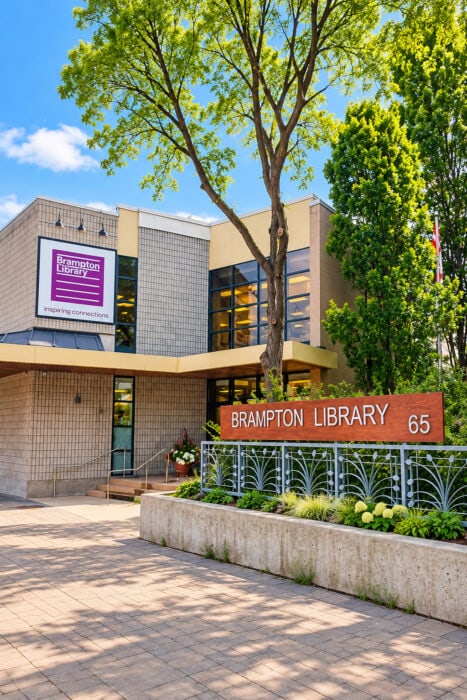 Brampton Library Entrance In Bloom