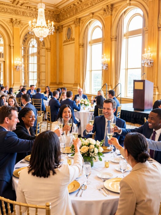 Elegant Ballroom Champagne Toast