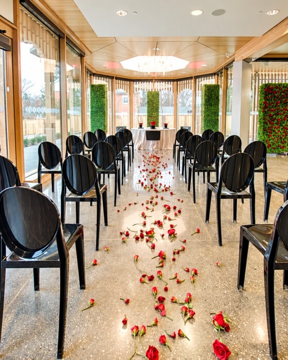 Modern Rose Petal Wedding Aisle