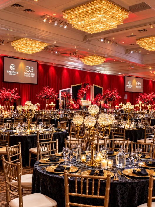 Opulent Red And Gold Gala Ballroom