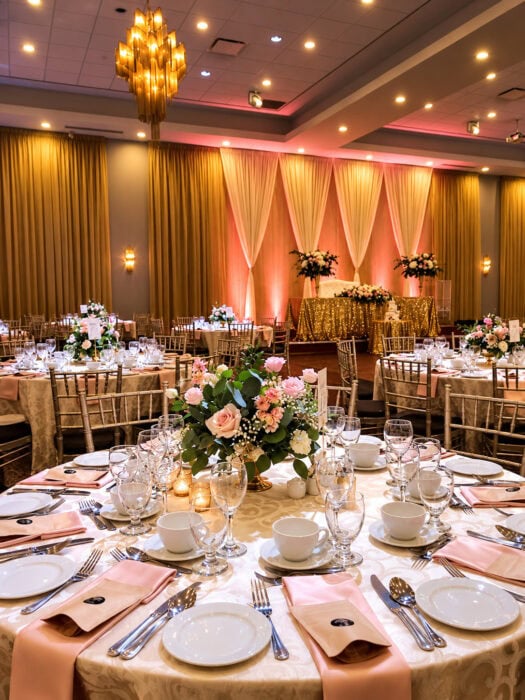 Romantic Gold And Blush Wedding Ballroom