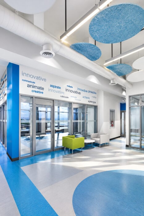 Modern Blue Innovation Hub Lobby
