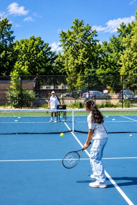 Sunny Tennis Practice Session