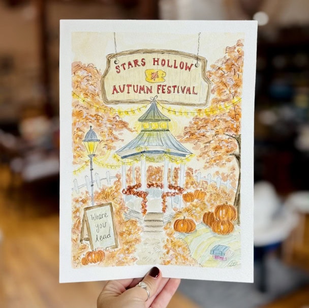 Watercolour Illustration Autumn In Stars Hollow