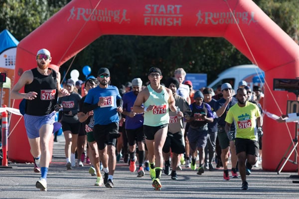 Runners heading towards the camera at the start of the Run4Hope 5 km race.